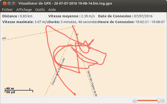 Visualisation de la trace d'un drone avec GPX Viewer