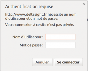 Demande d'authentification vue par Chrome