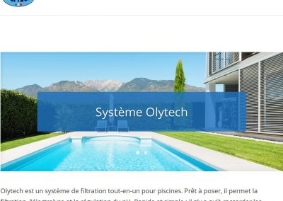 Olytech.fr,  site web minimaliste d’un système pour piscines