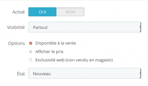 Visibilité : aucune pour retirer le produit du catalogue mais le laisser en ligne