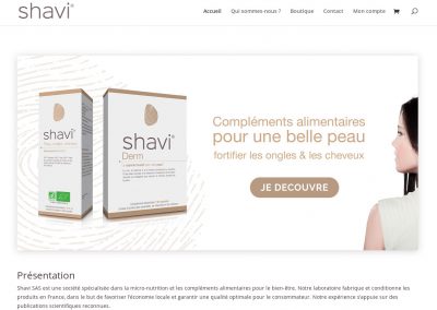 Création e-Commerce de vente de compléments alimentaires Shavi